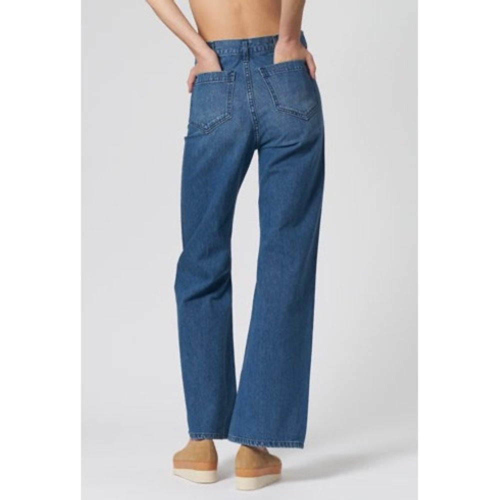The Great. The Dock Jean Wide Leg High Rise Cotton Hemp Blue Denim Jeans 24 - Picture 13 of 13